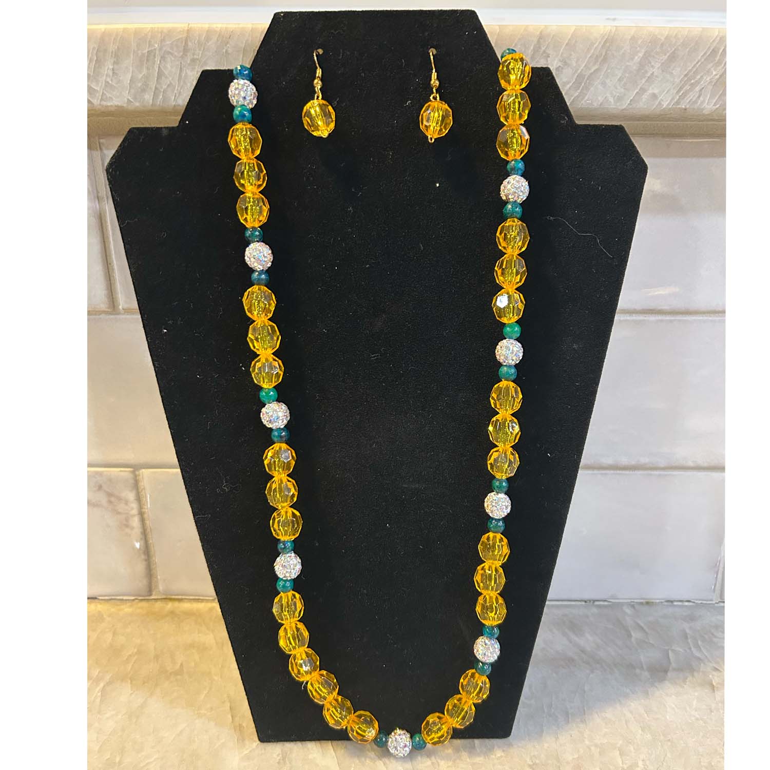 Golden Radiance Necklace & Earrings Set, teamsuicideprevention.org