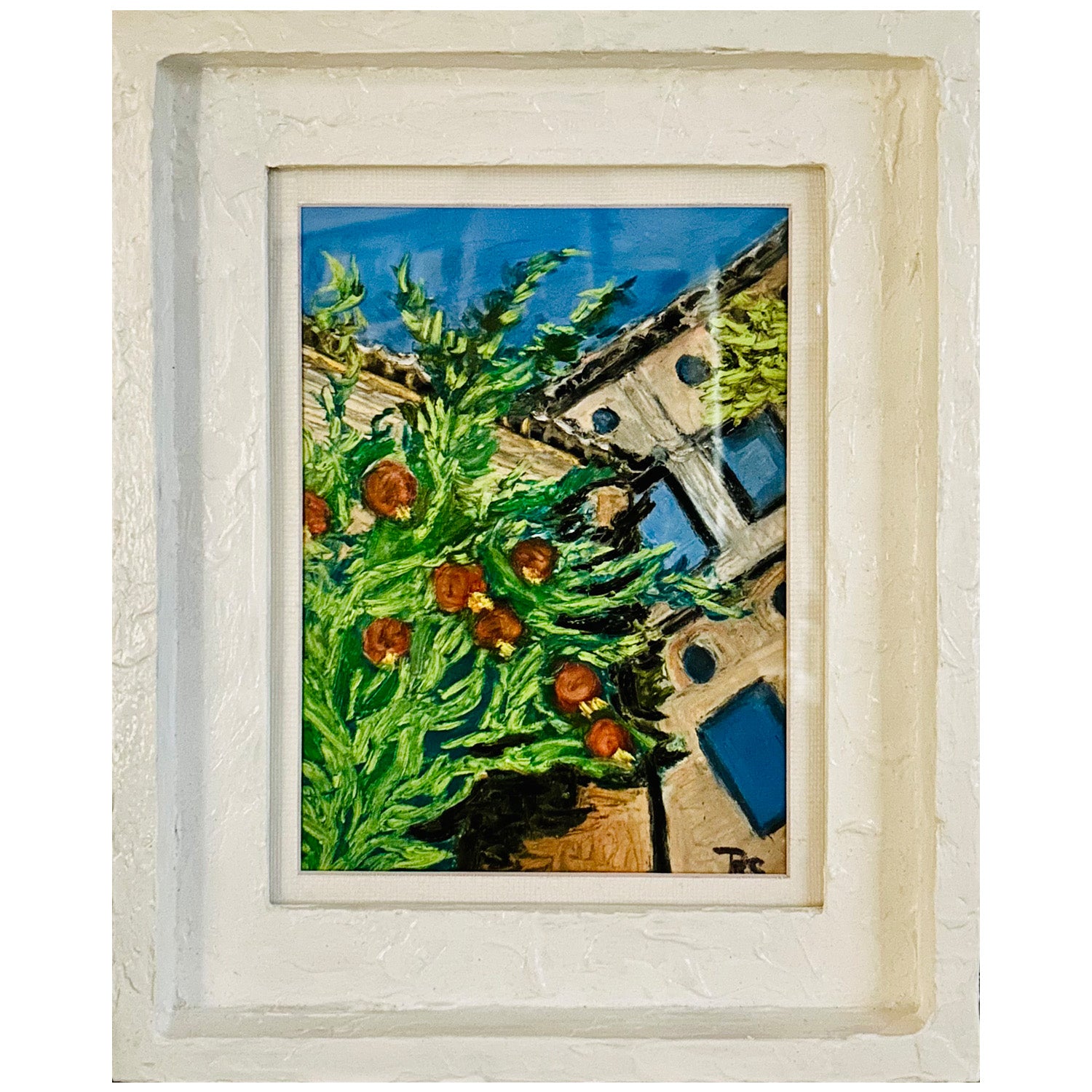 Original Framed Oil Painting, Granada Garden by Rhiannon Shurbert, teamsuicideprevention.org