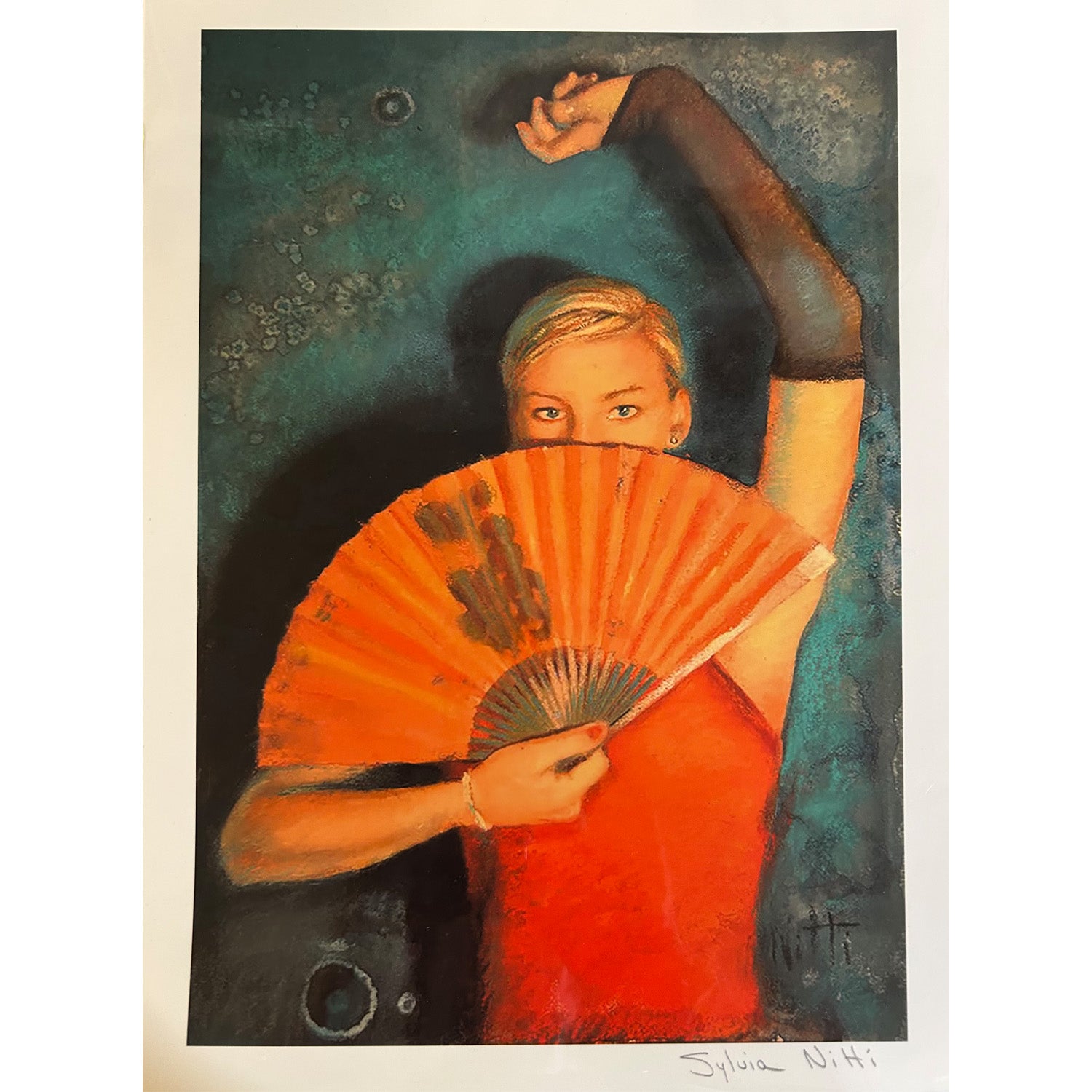 Girl with Fan Print by Sylvia Nitti